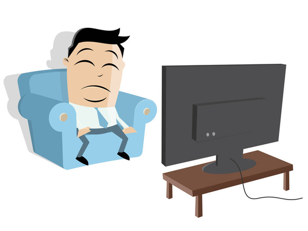 desenho animado homem assistindo tv
 - Vetor, Imagem