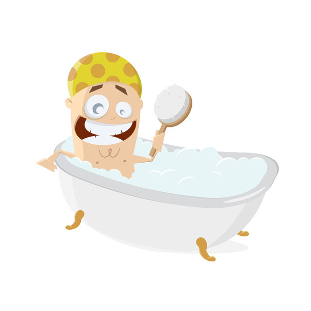 funny cartoon man taking a bath - Vetor, Imagem
