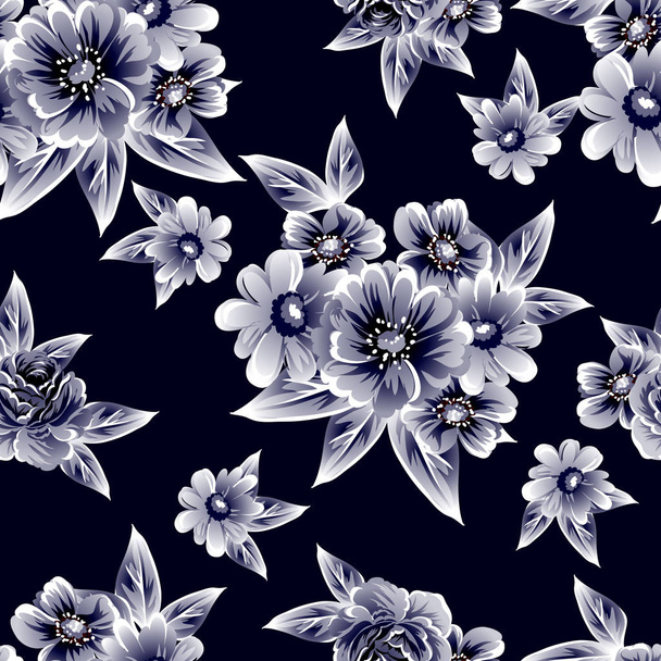 Seamless vintage style flower pattern. Floral elements. - Vector, afbeelding