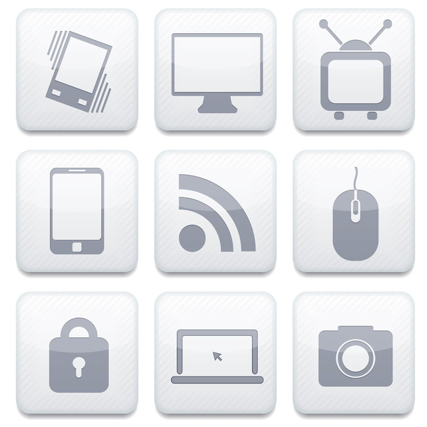 Vektor fehér technológia app ikon készlet. Eps10 - Vektor, kép