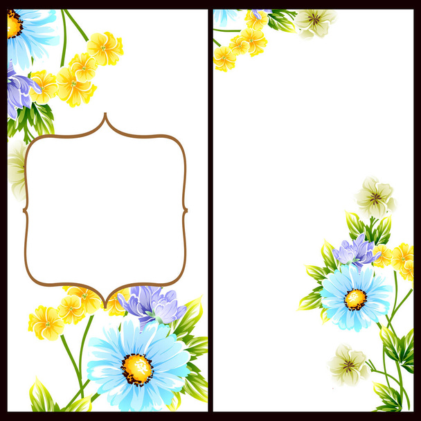 Vintage style flower wedding cards set. Floral elements in color - Διάνυσμα, εικόνα