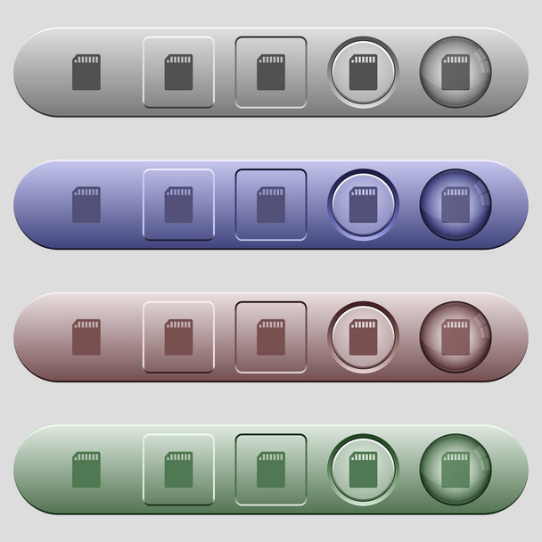 SD geheugen kaart pictogrammen op horizontale menubalken - Vector, afbeelding