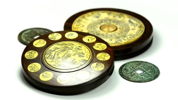 Antique Chinese Feng Shui compass - Footage, Video