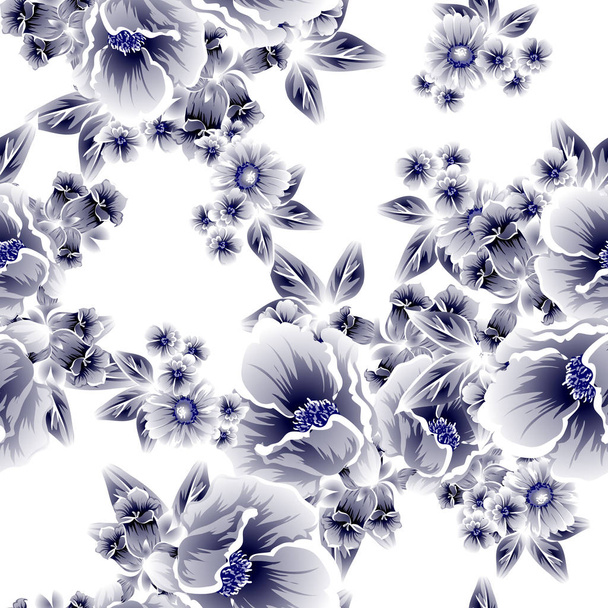 Seamless vintage style flower pattern. Floral elements on white. - Vektor, obrázek