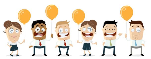 equipe de negócios feliz com balões
 - Vetor, Imagem