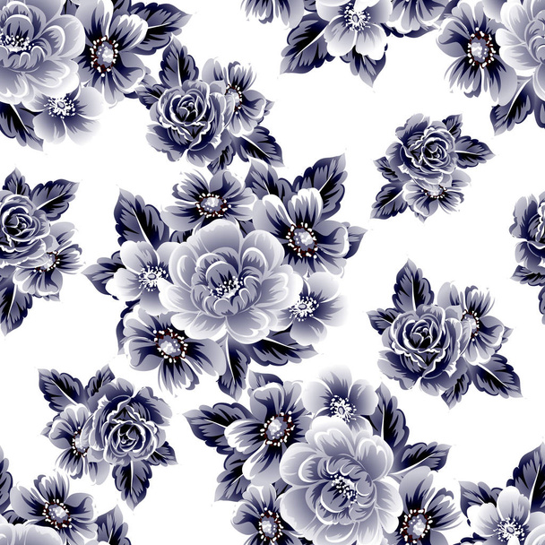 Seamless vintage style flower pattern. Floral elements. - Vector, afbeelding
