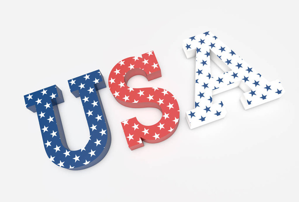 3D Letters Making Up Word USA with stars pattern. - Photo, Image