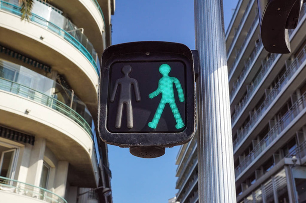 green traffic light, for pedestrians on the street - Photo, Image
