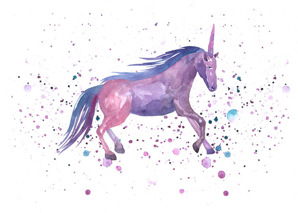 Illustrazione ad acquerello. Unicorno su sfondo splash
. - Foto, immagini
