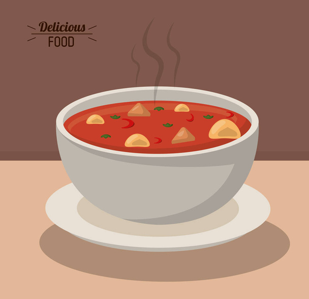 おいしい食べ物ボウル スープ ホット栄養野菜 - ベクター画像