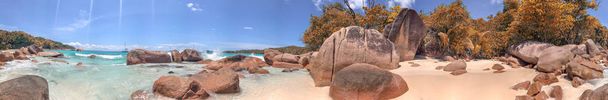 Panoramatický pohled Anse Lazio, Praslin - Seychely. - Fotografie, Obrázek