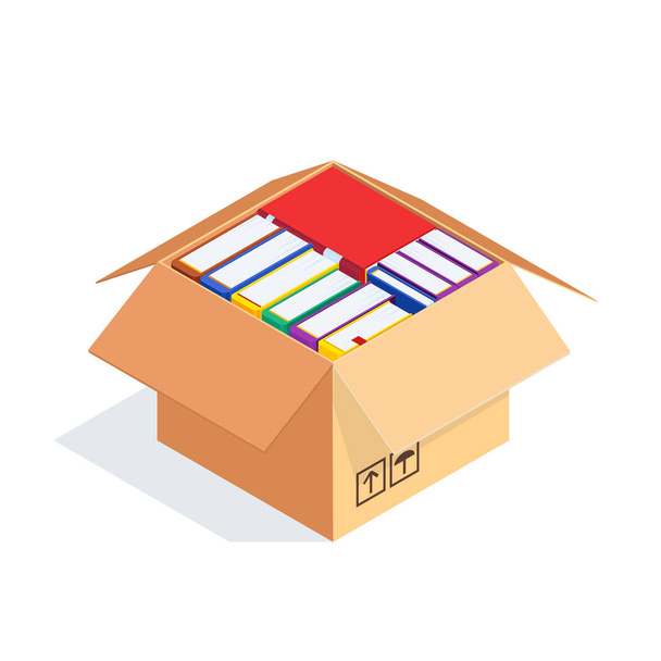 3d stacks of books in a cardboard box. - Vector, Image