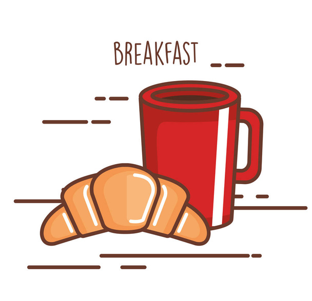 delicious coffee drink with croissant - Vector, Image