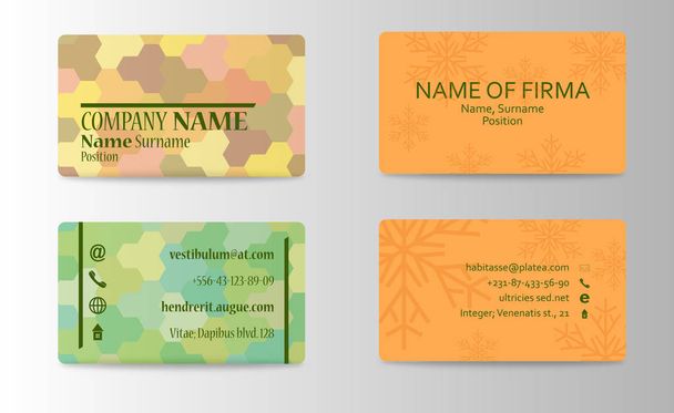 名刺、ビジネス カードの抽象的なパターンを設定します。シンプルなロゴとベクトル企業の id テンプレート - ベクター画像