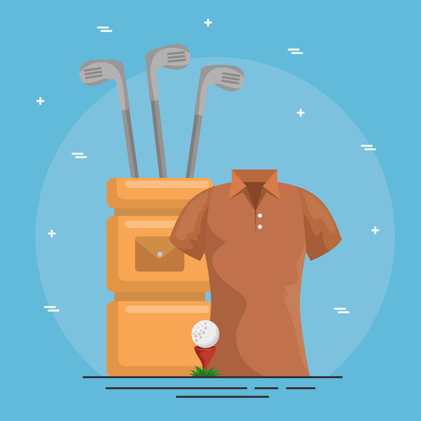 ゴルフのキャディ バッグとクラブのアイコン - ベクター画像
