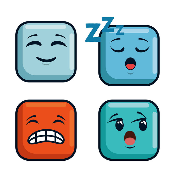 τα εικονίδια emoji χαριτωμένο emoticons συναισθηματική αντιμετωπίζει - Διάνυσμα, εικόνα