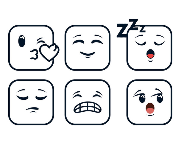 emoticons emoji bonitos ícones rostos emocionais
 - Vetor, Imagem
