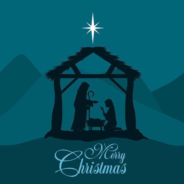 boldog karácsonyi Betlehem Szent család  - Vektor, kép