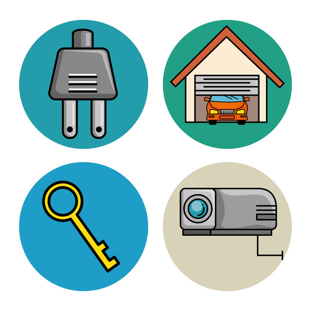conjunto de iconos del sistema de tecnología para el hogar inteligente
  - Vector, imagen