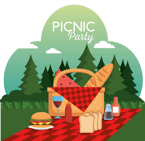 kleurrijke picknick partij poster - Vector, afbeelding