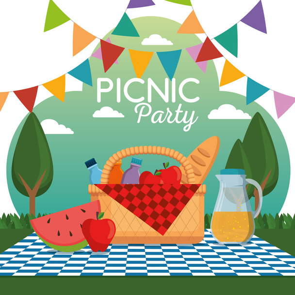 colorful picnic party poster - Vector, Image