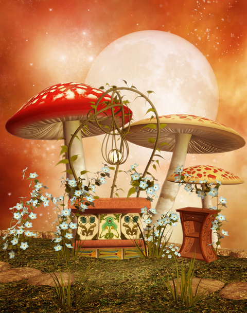 Барвисті гриби з квітучими лозами
 - Фото, зображення