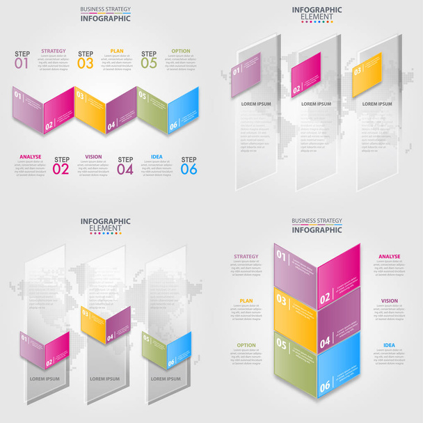Línea de tiempo de negocio estrategia infografías diseño plantilla conjunto Vect
 - Vector, imagen