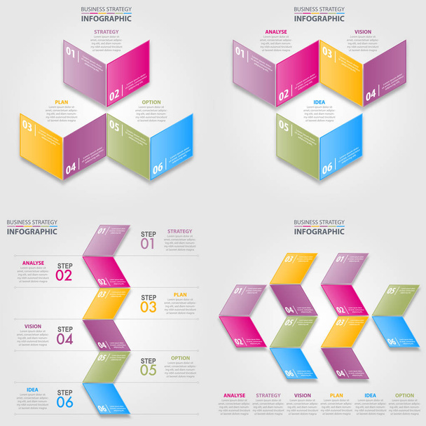 Infografika obchodní strategie osy šablony návrhu nastavit Vect - Vektor, obrázek