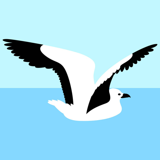 seagull  vector illustration flat style profile side  - Vector, Image