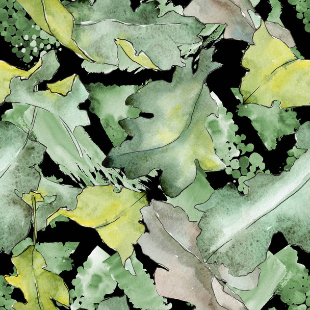 Oak leaves pattern in a watercolor style. - Foto, Imagem