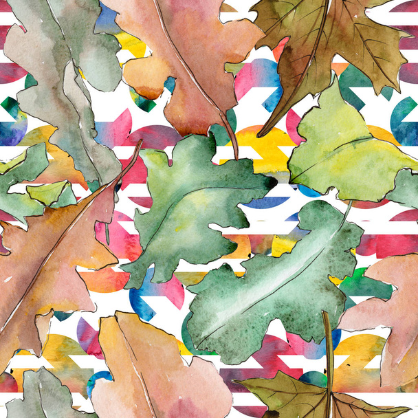 Oak leaves pattern in a watercolor style. - Photo, Image