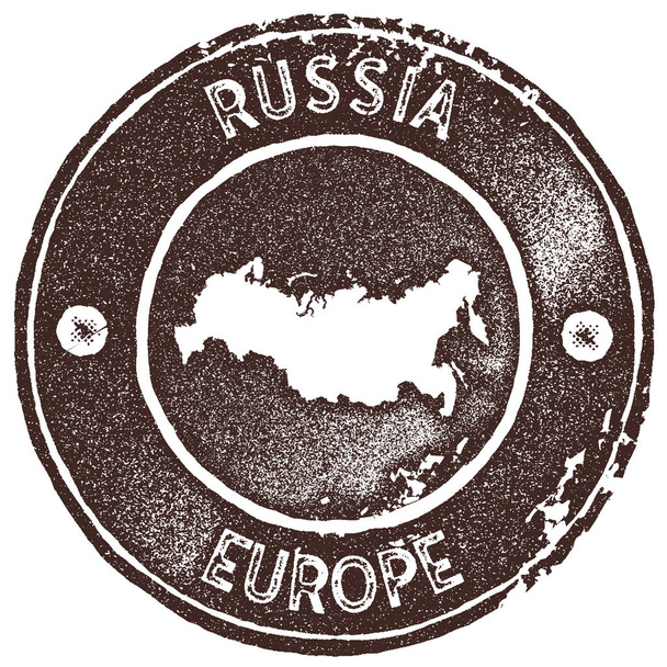 Russia map vintage stamp Retro style handmade label badge or element for travel souvenirs Brown - Vector, Image
