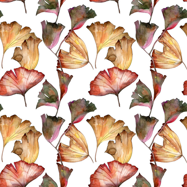Ginkgo leaves pattern in a watercolor style. - Foto, Imagem