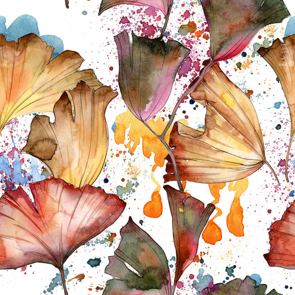 Ginkgo bladeren patroon in een aquarel stijl. - Foto, afbeelding