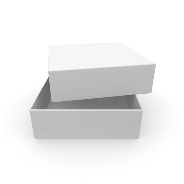 Caja vacía blanca para productos y mercancías sobre fondo blanco aislado
 - Foto, imagen