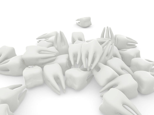 Muitos molares em fundo isolado branco
 - Foto, Imagem