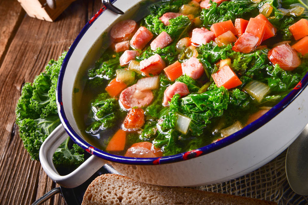  tasty kale soup, healthy dinner - Fotografie, Obrázek