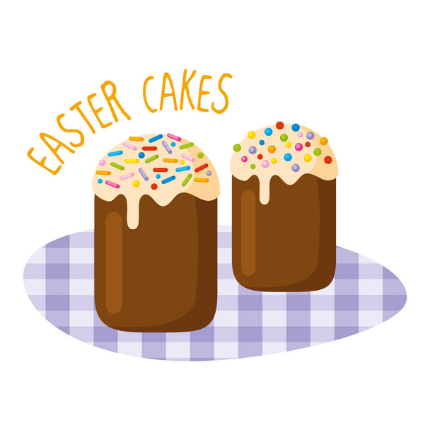 Easter cakes on white background - Vector, afbeelding