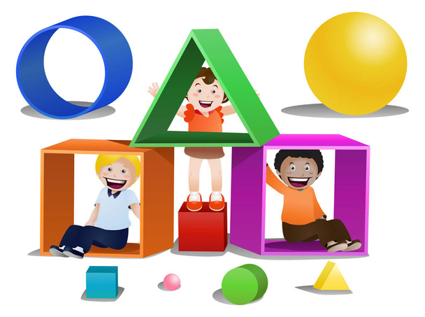 childrens playing shape boxes on isolated - Photo, Image