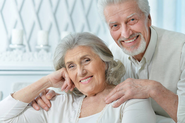 portrait of a happy senior couple posing   at home - Photo, image