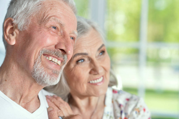 portrait of a happy senior couple posing   at home - Photo, Image