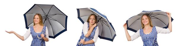 Nő esernyő elszigetelt fehér - Fotó, kép