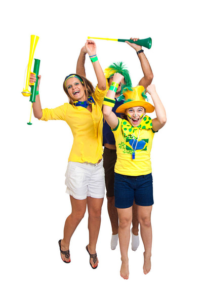 Braziliaanse familie fans springen - Foto, afbeelding