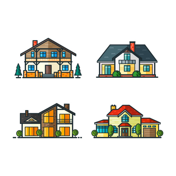 Icone di case residenziali - Vettoriali, immagini