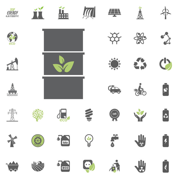 Icono del barril. Conjunto de iconos de vectores Eco y Energía Alternativa. Fuente de energía eléctrica conjunto de recursos de energía vector
. - Vector, imagen