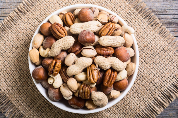 Mix of nuts in plate - Foto, Imagem