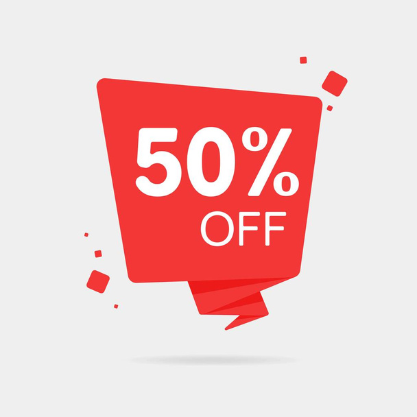 Special offer sale red tag 50 off isolated vector illustration - Διάνυσμα, εικόνα