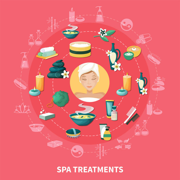 Spa Resort Flat Icons Composition - Vector, Image