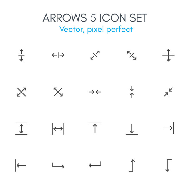 Arrows 5 theme, line icon set. - Vector, Image
