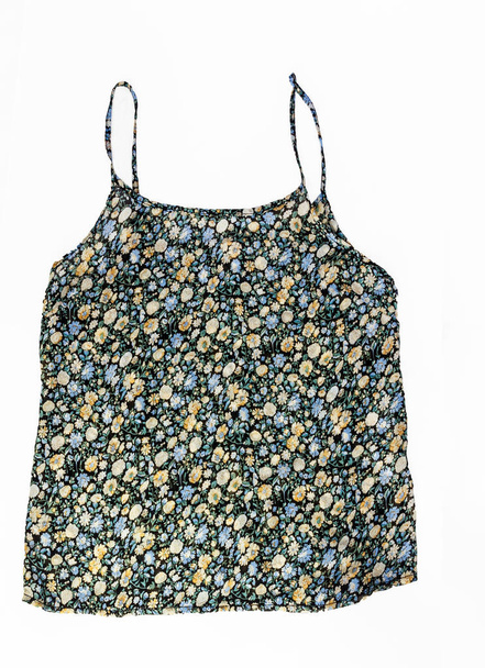 Színű ujjatlan ing, elszigetelt, trendi virág mintával - Fotó, kép